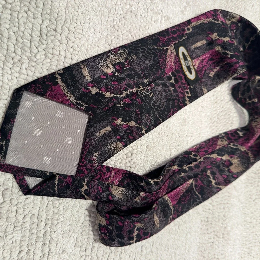 Adolfo Couture Tie Geometric Abstract‎ Rockabilly Silk USA Made Vintage Necktie